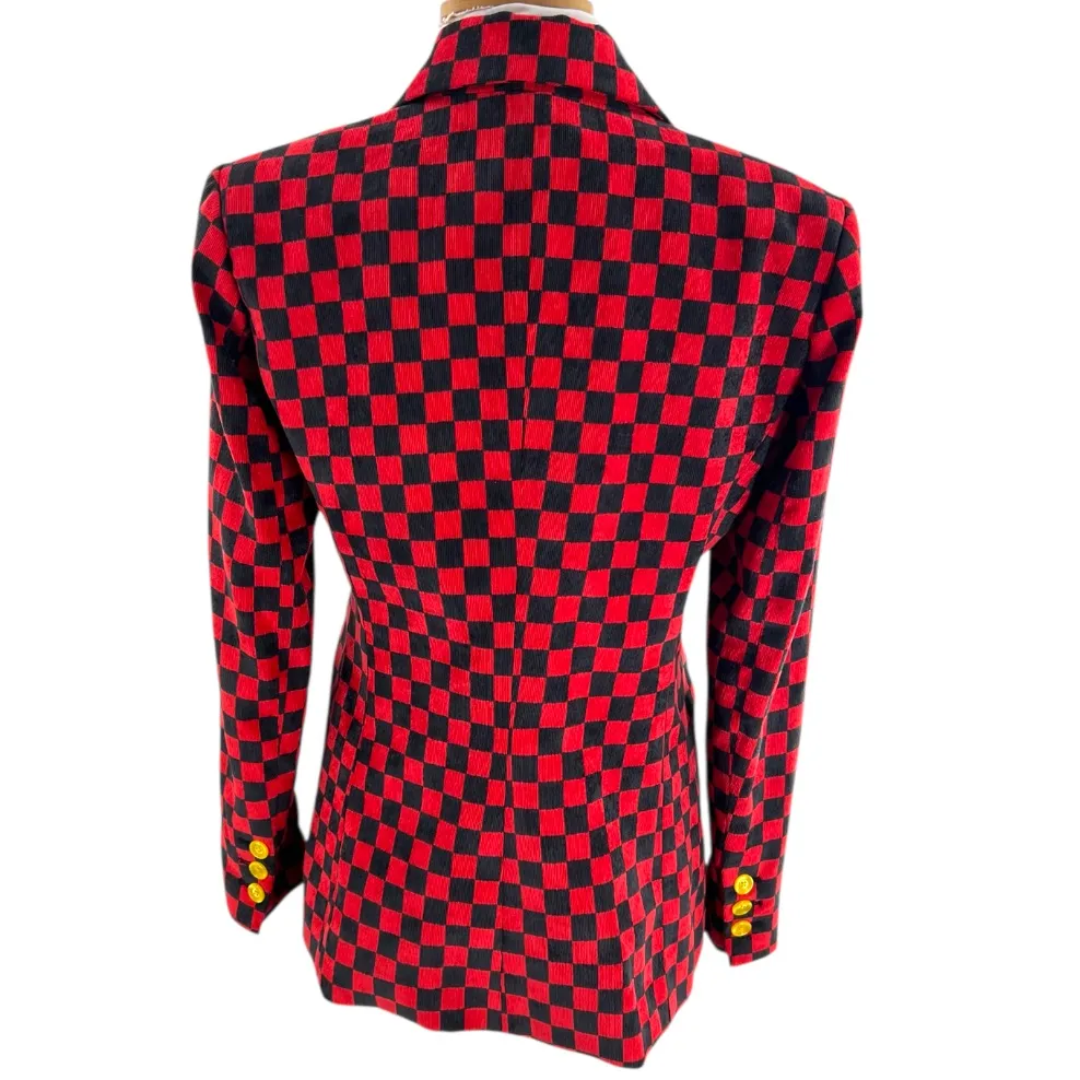 Mia Vesper Delinquent Behavior corduroy blazer in red and black sz XS - Image 3
