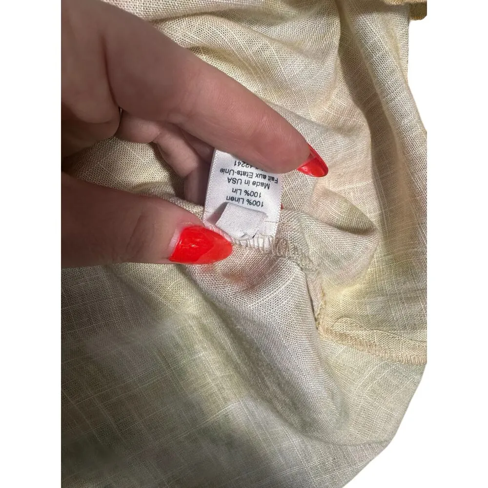 Stark X 100% Linen Yellow Floral Ruffle Sleeve Dress – Size Small - Image 6