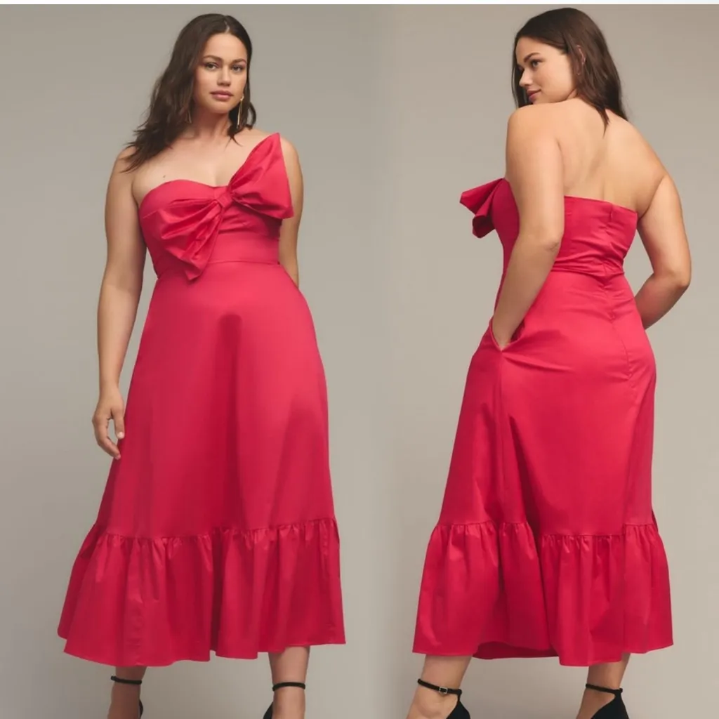 Anthro Hutch Bow-Tie Maxi Dress, bright pink, Sz 18W - Image 2