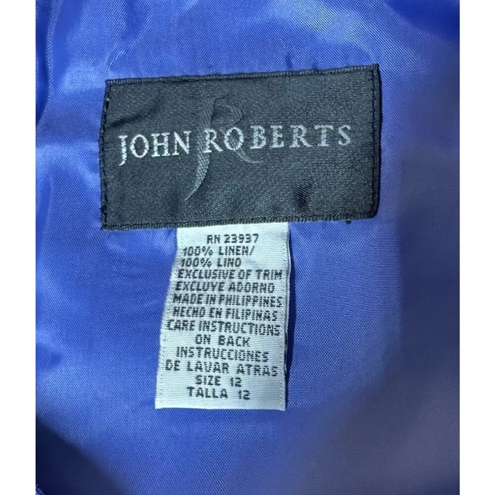 Vtg John Roberts 100% Linen Sheath Dress Multicolor Sleeveless Colorblock Sz 12 - Image 10