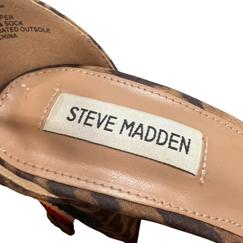 Steve Madden Merlys Cheetah Beaded Floral Ankle Strap Block Heel Shoes , 7.5M - Image 10