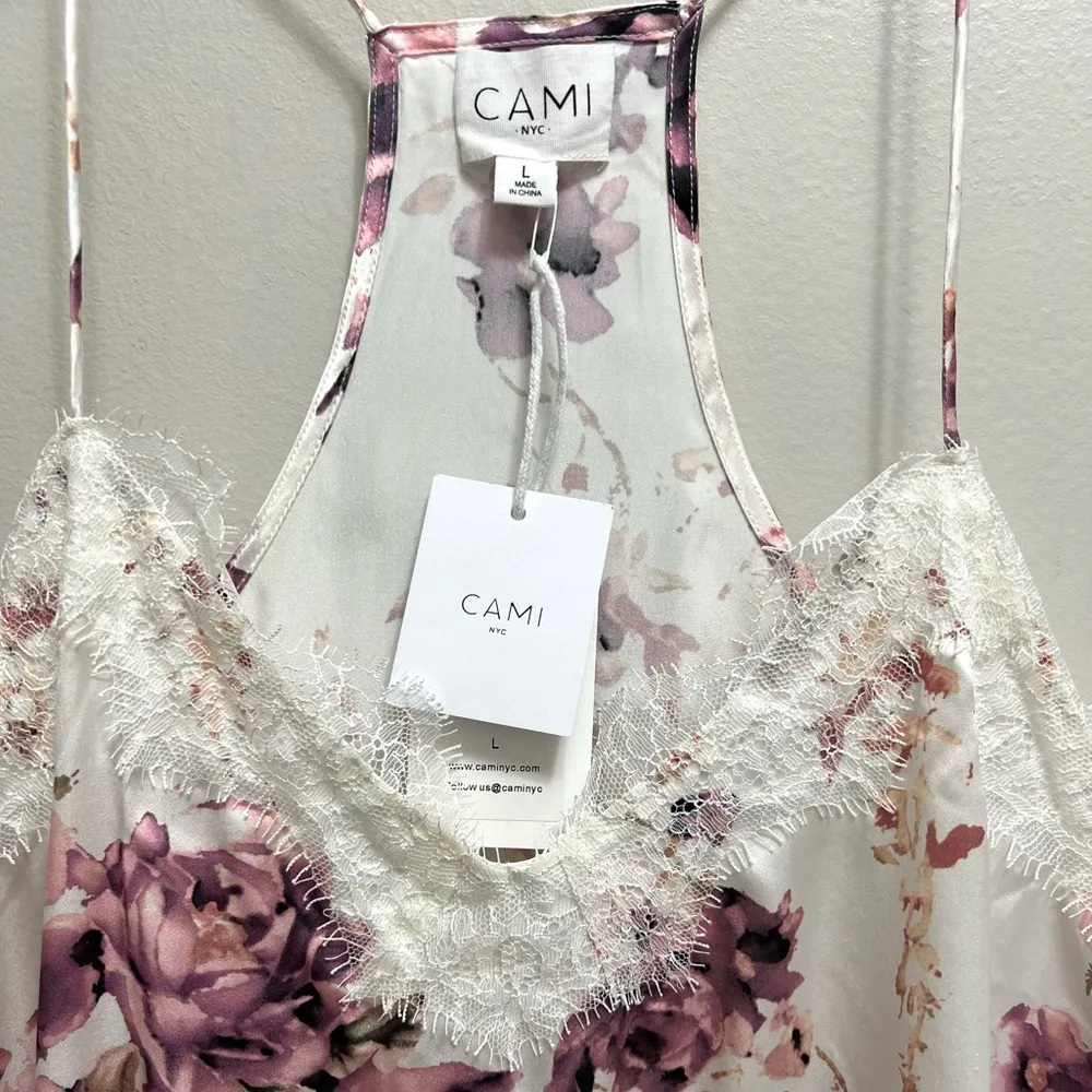 NWT Cami NYC Silk Floral Print Camisole Tank Top in Garden Floral Pink Size L - Image 4