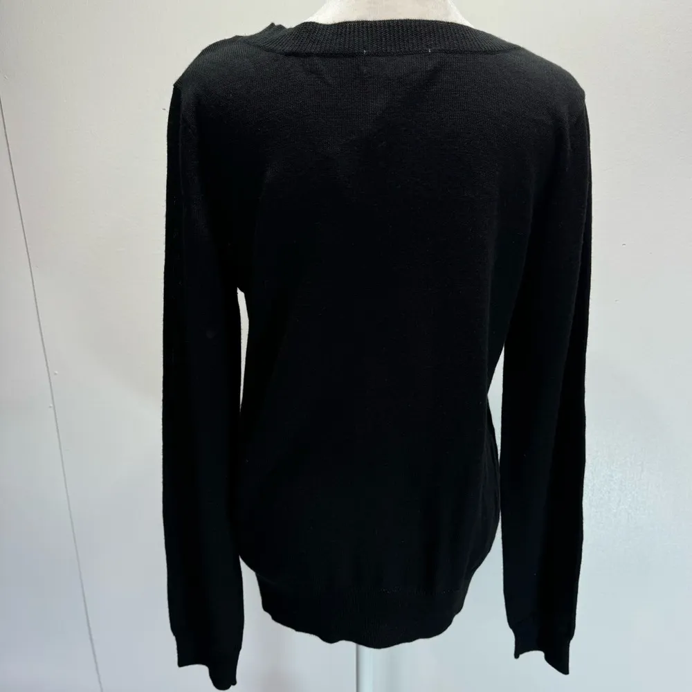 Calvin Klein Black Wool Blend Long Sleeve Sweater with Gold Beading Medium - Image 5