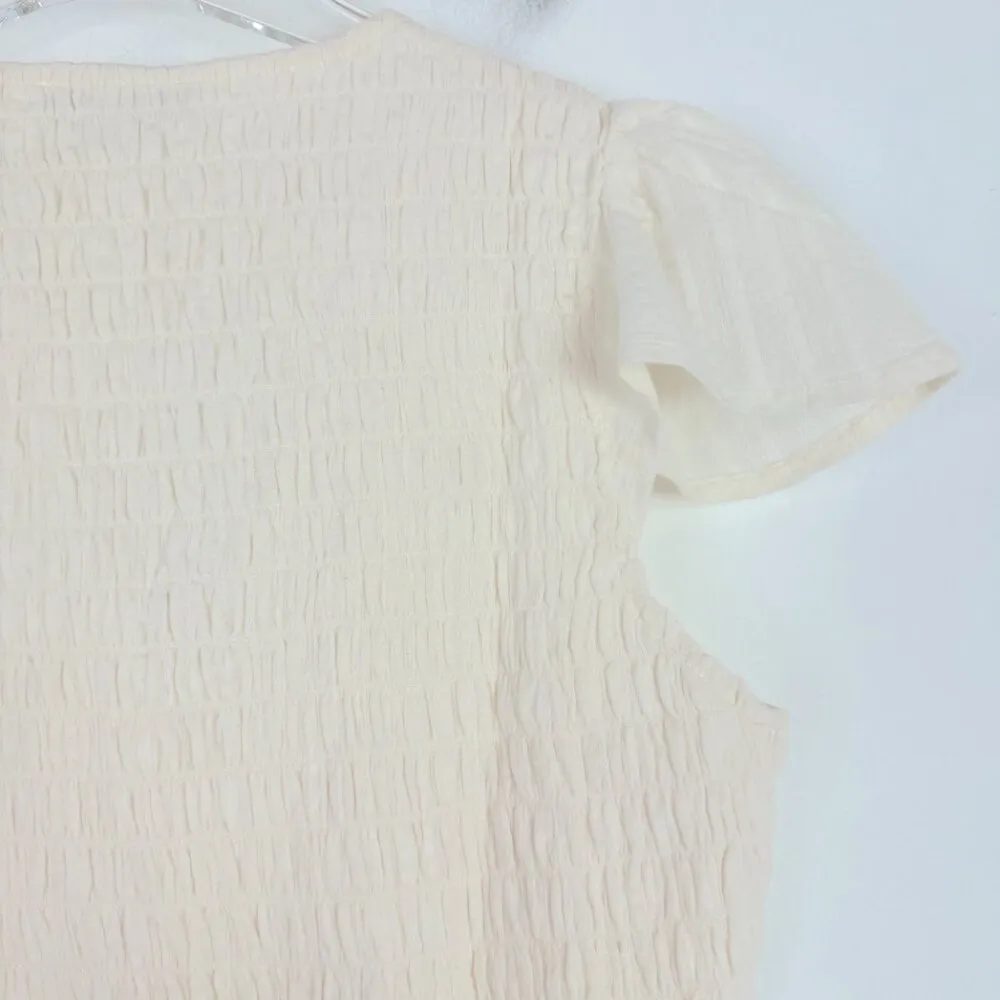 NWT Aerie Smocked V-Neck Babydoll Top Cropped Ivory Size Small S NEW - Image 10