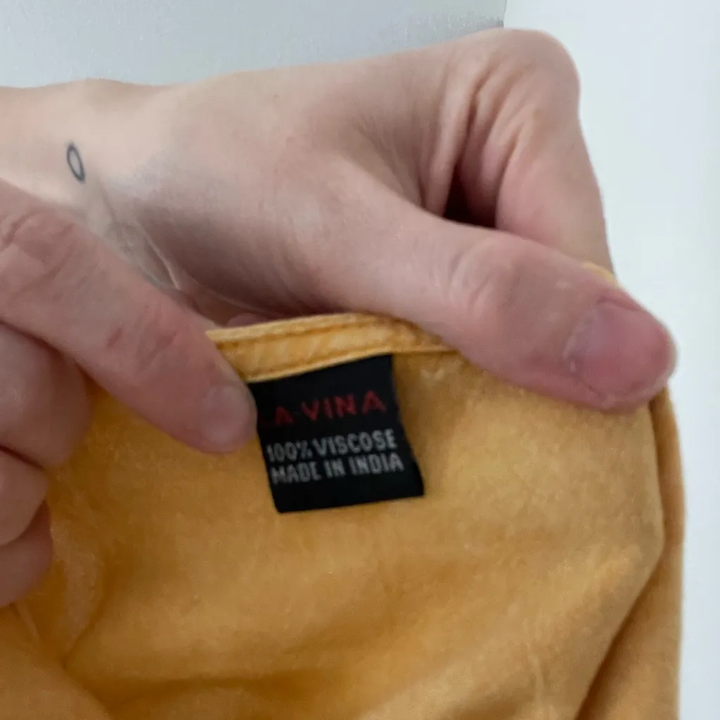 Vintage Embroidered Yellow Boho Tank Top Size M - Image 6