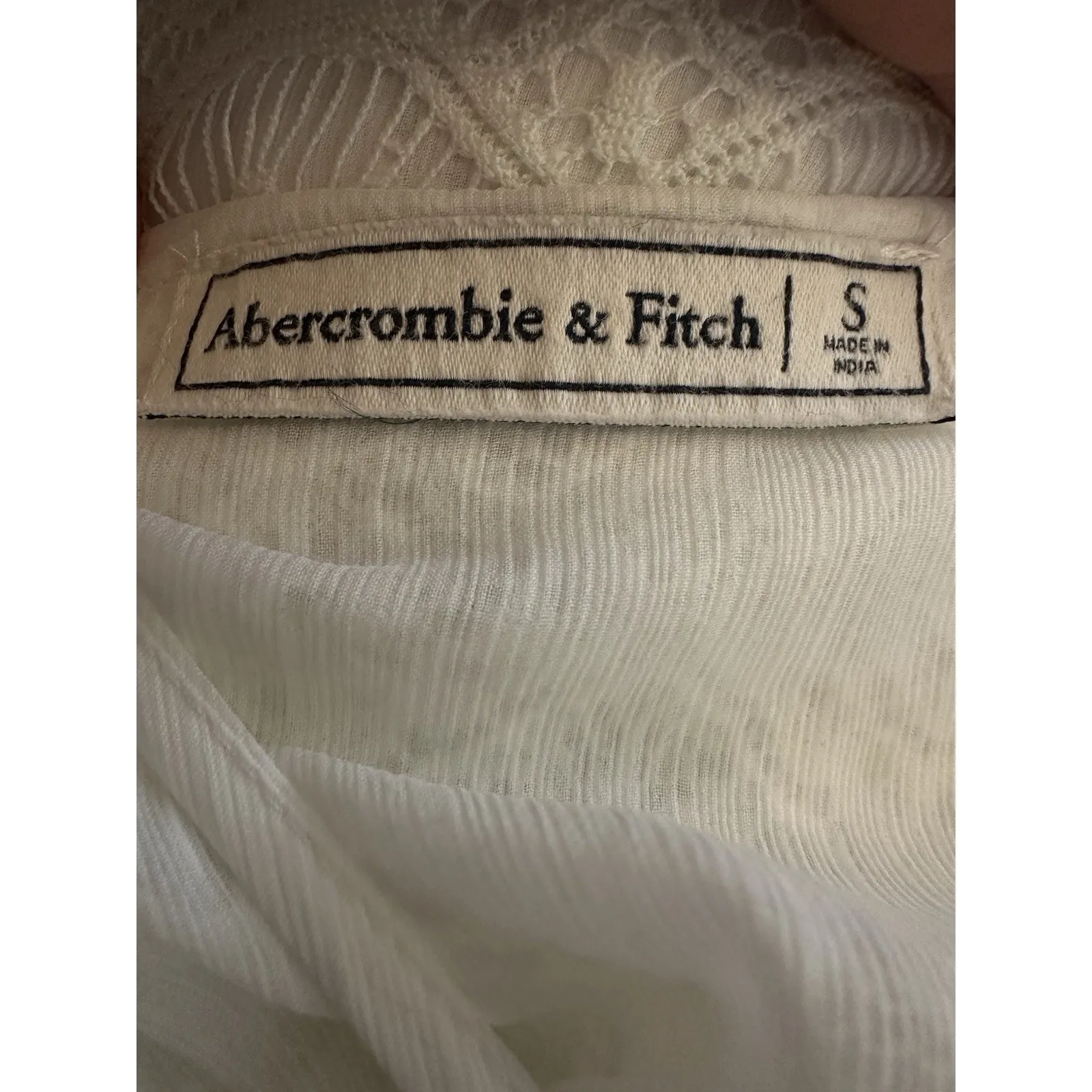 Abercrombie & Fitch Babydoll Top White Lace Flowy Y2K Halter Keyhole Front Small - Image 5