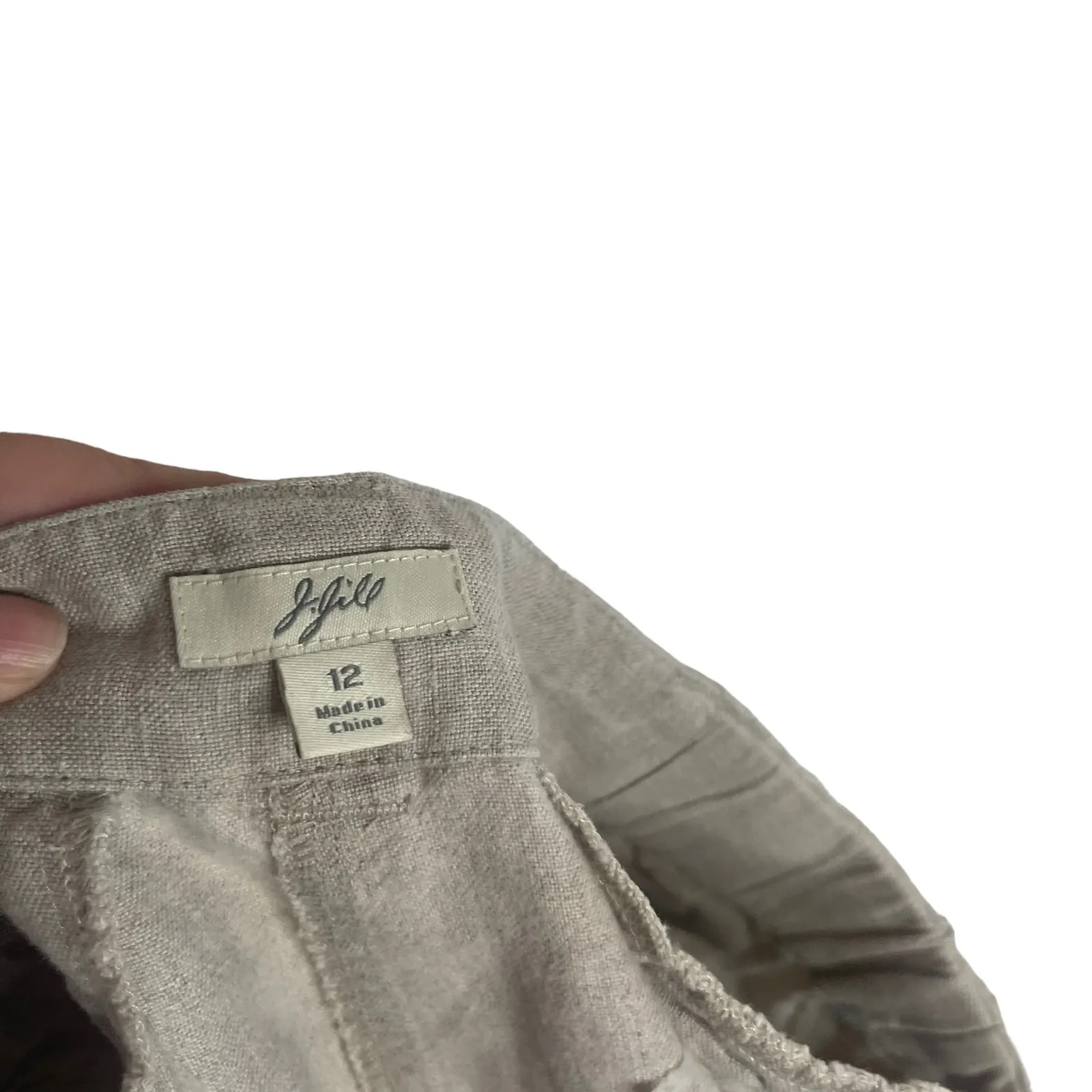 J. Jill Women's Size 12 100% Linen Tan Oat Cream Breathable Shorts‎ - Image 8