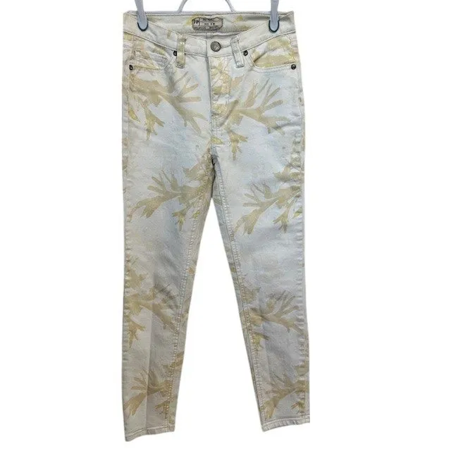 Free People Floral Printed High Rise Skinny Jeans Casual‎ Everyday Style Size 25 - Image 3