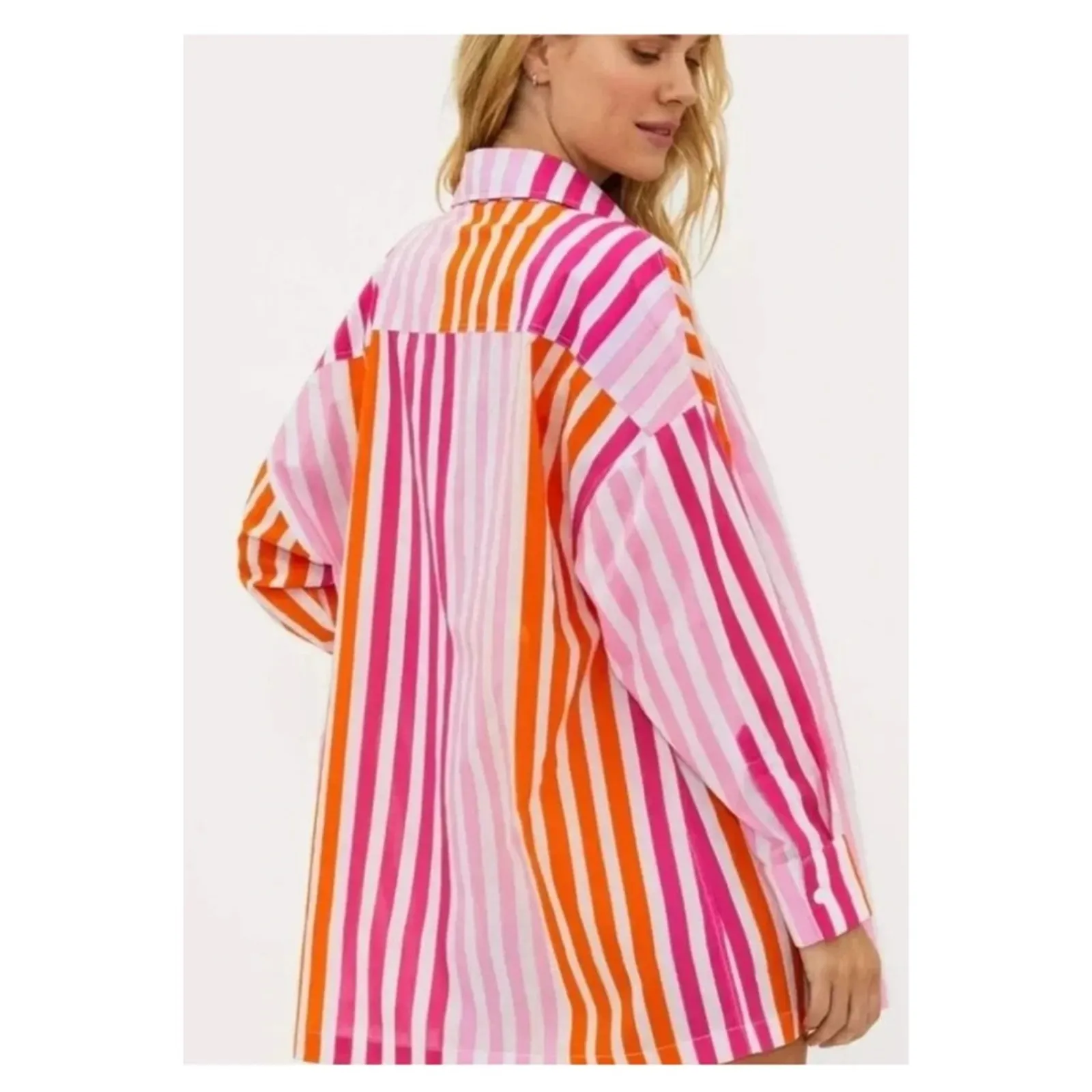 Beach Riot Alexa Striped Button Down Bathing Suit‎ Cover Up LP - Image 7