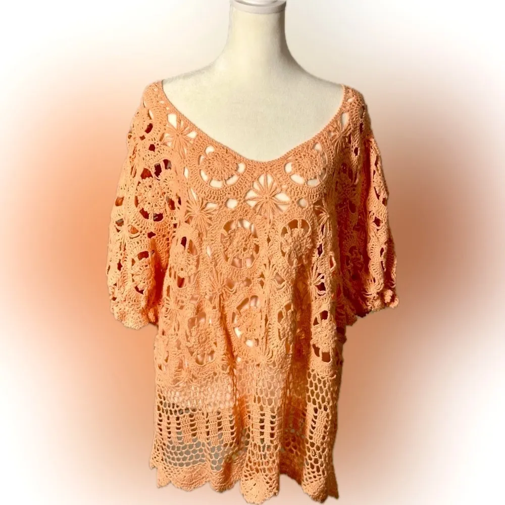 Denim 24/7 Crochet top Size L Orange Size L - Image 14