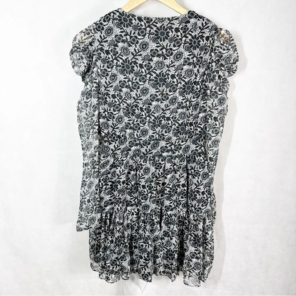 Walter Baker Pillar Black Floral Sheer Mini Dress Size 4 Black Daisy - Image 2