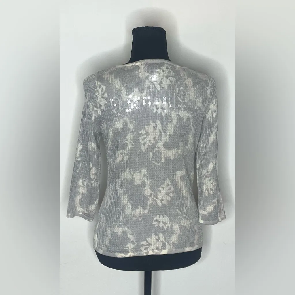 White House Black Market- Formal Gray Sequence Cardigan Size S - Image 3