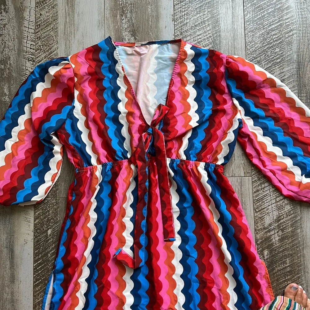 Bright puff sleeve maxi dress Size L - Image 2