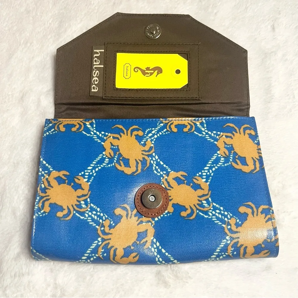 NEW Halsea Blue & Orange Crab Clutch Nautical Colorful Summer Wallet Purse - Image 2