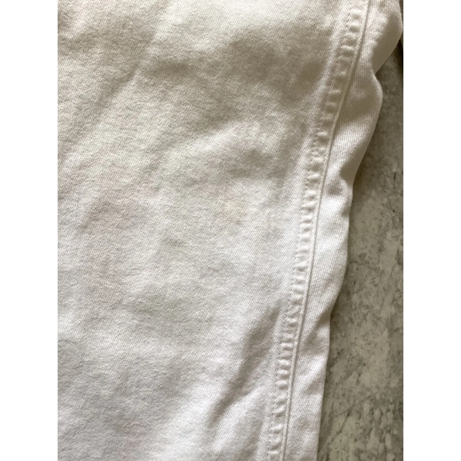 PAIGE Amber White Cropped Frayed Hem High Rise Straight Leg Jeans Size 29 - Image 3