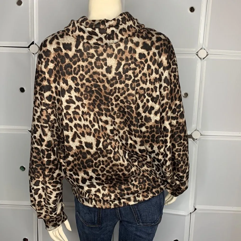 Millibon Leopard Cheetah Print Long Sleeve Top Size Large Black - Image 3