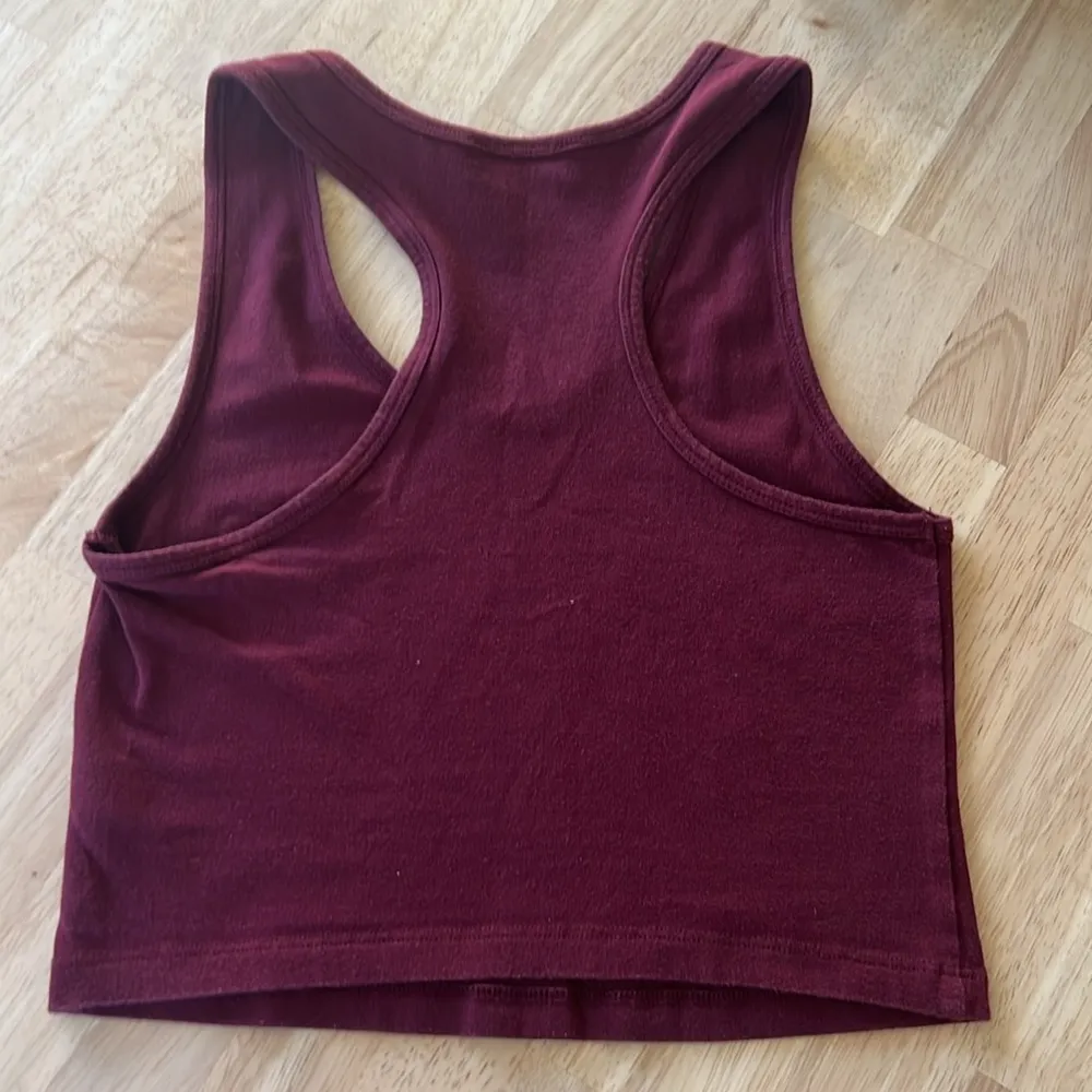 Zenana womens cropped tank top maroon burgundy cotton spandex L large - Image 3