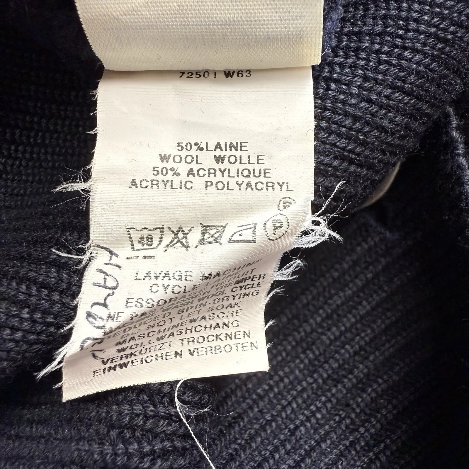 Saint James Cardigan Sweater Jacket Wool Blend Women's Size Large/XL (16) Lux Black - Image 7