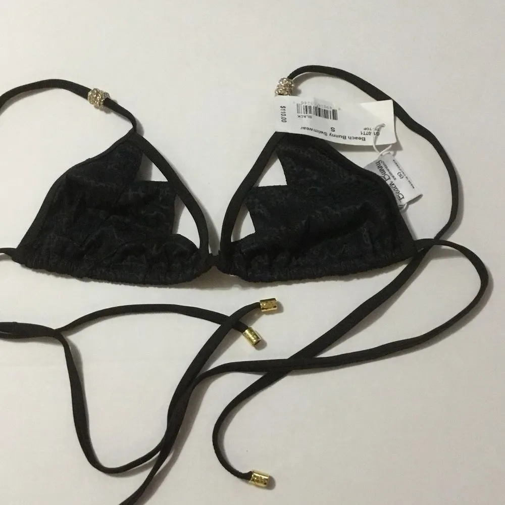 Beach Bunny Jagged Edge Bikini Top Black‎ nwt - Image 3