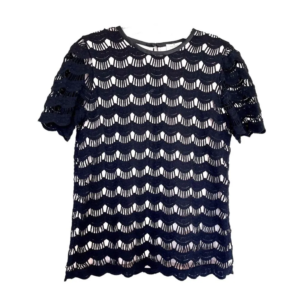 Kate Spade black cream scallop lace top size 10 - Image 3