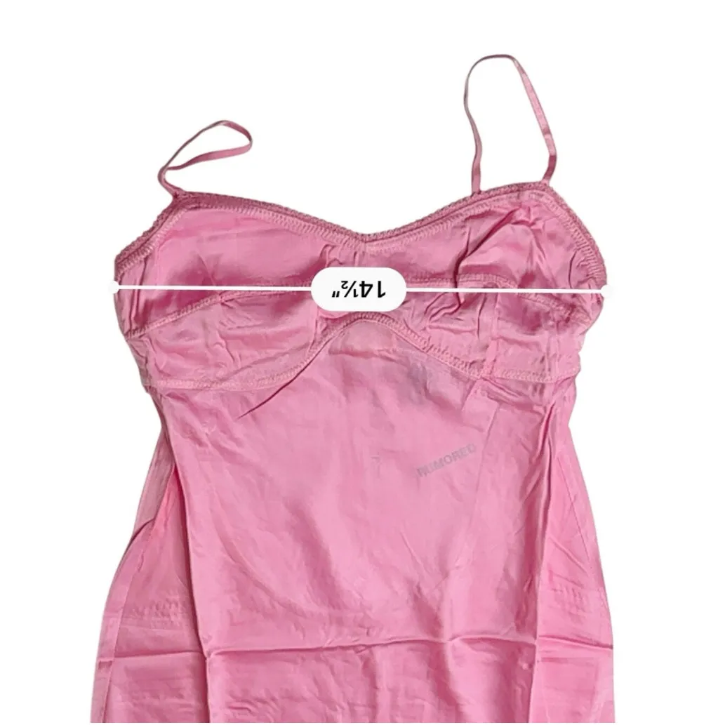 Rumored Monroe Midi Dress Bonbon Pink MEDIUM Satin Flowy Cocktail‎ Sexy - Image 6