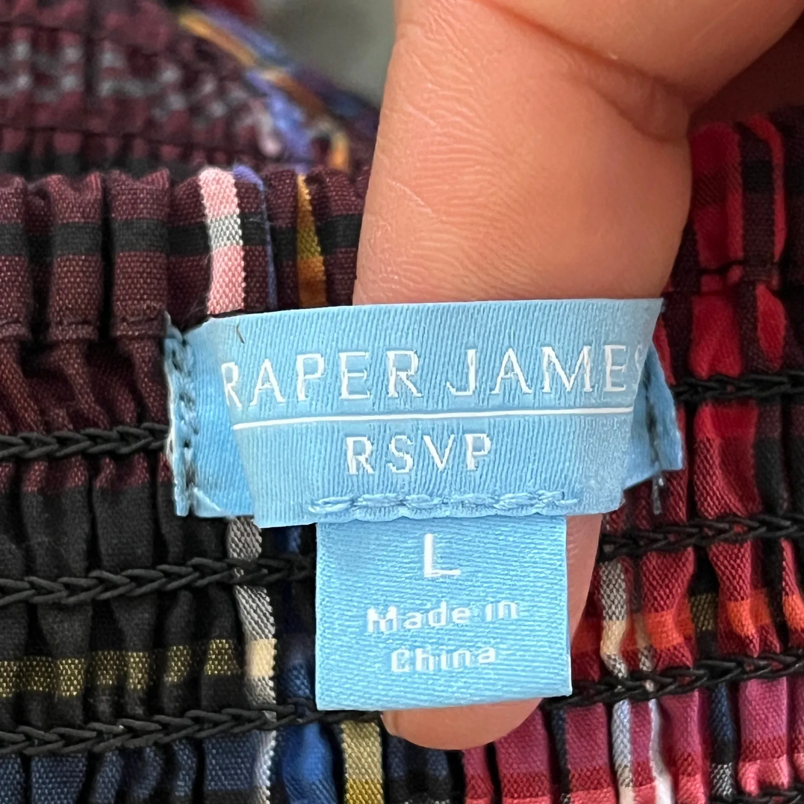 Draper James Tartan Plaid Smocked Peplum Blouse Puff Sleeve Red Black Size Large - Image 4