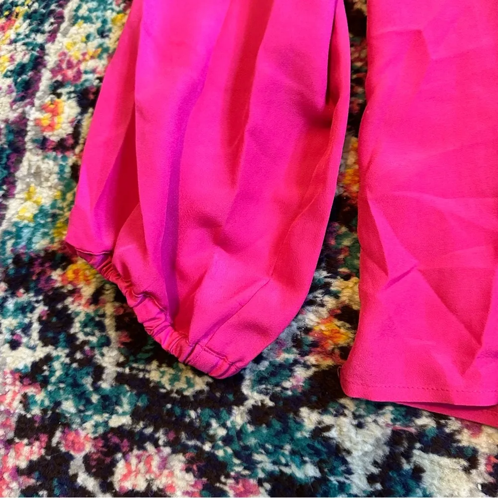 Lilly Pulitzer Ruffle Detail Satin Blouse Womens Pink XS - Image 4