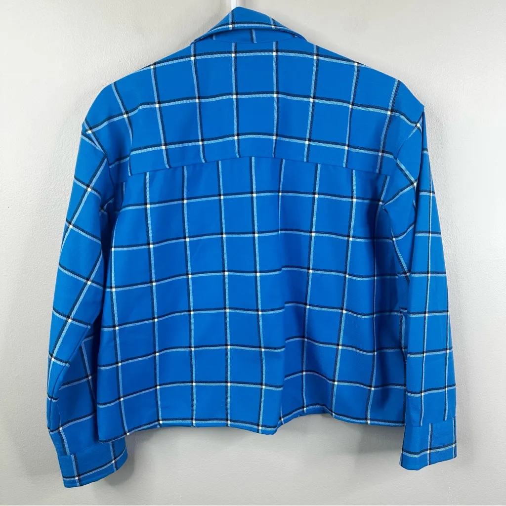 Dixxon Brentwood Flannel Shirt Womens M Blue Plaid Cropped Button Down Top Size M - Image 2