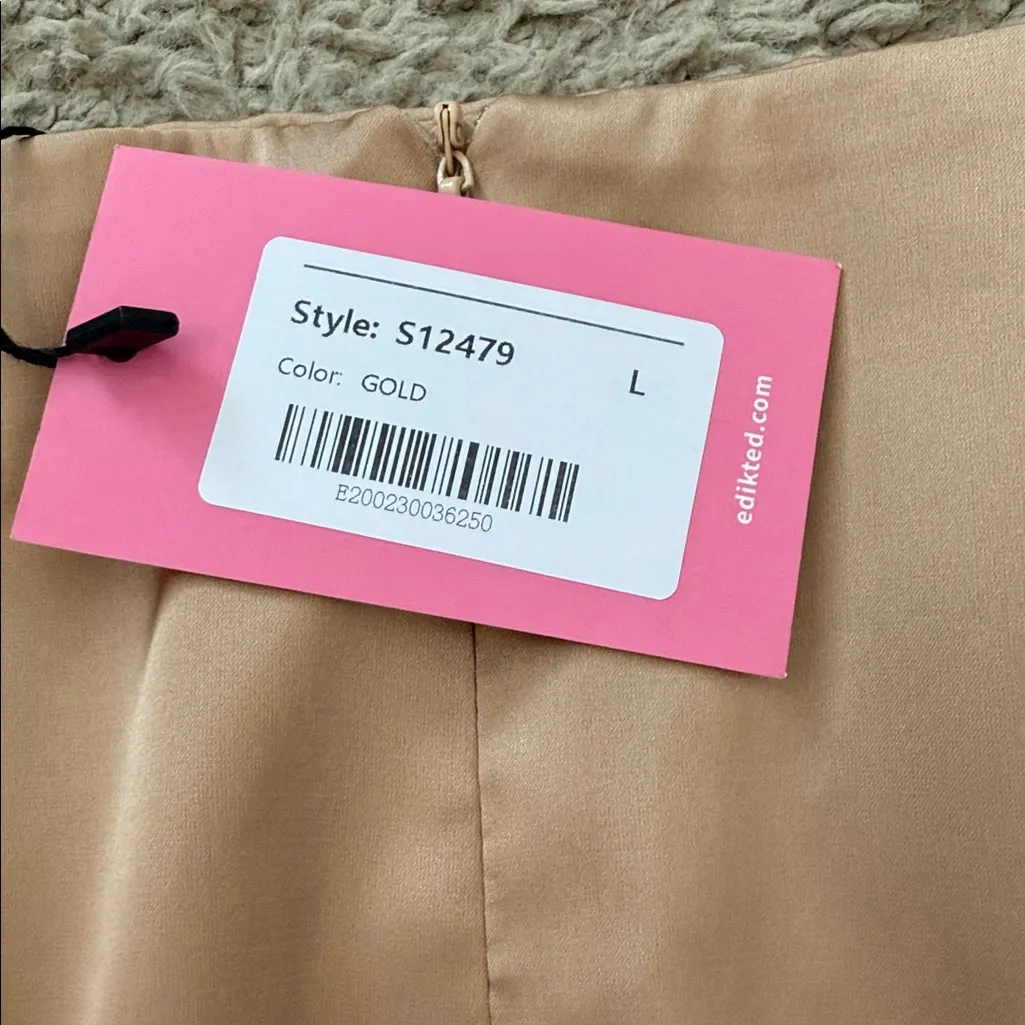 Edikted Gold Satin Mini Skirt Large - Image 5