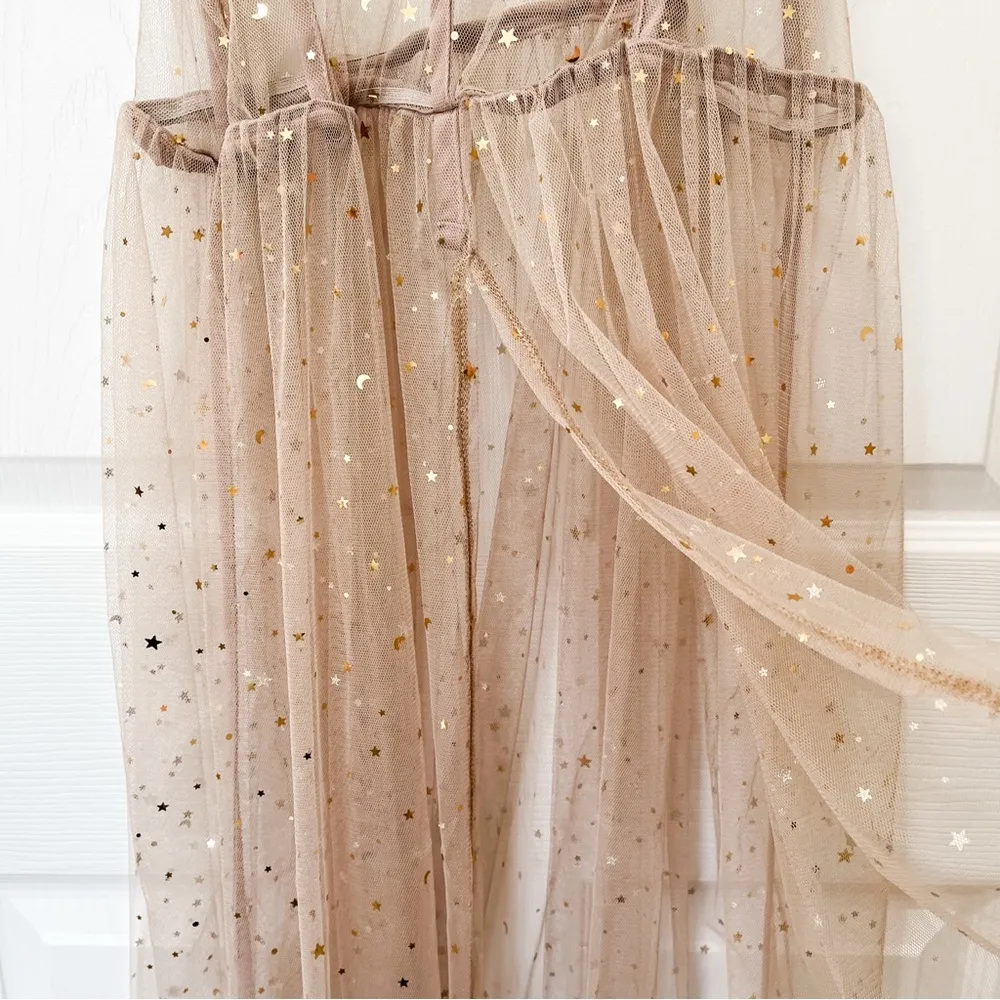 Sheer mesh glitter coverup Tan Size M - Image 4