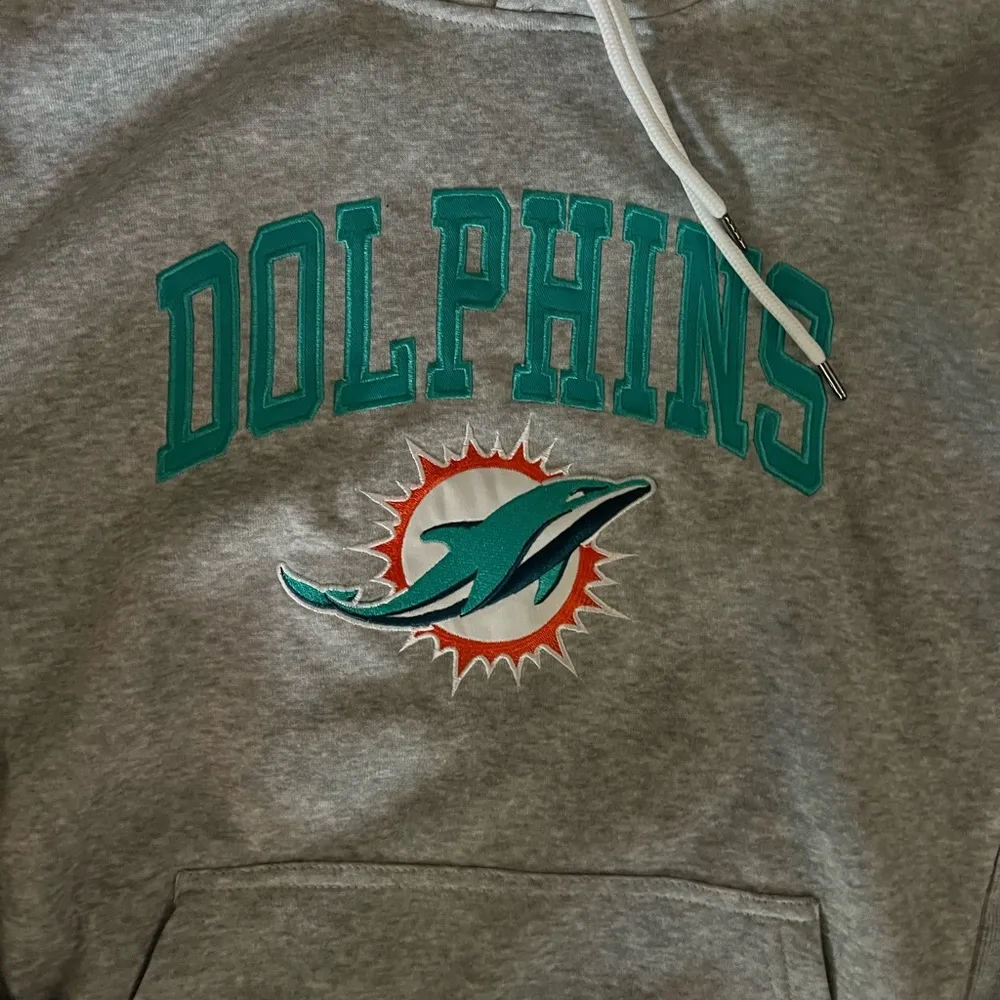 Miami Dolphins grey turquoise football sweatshirt hoodie - Image 2