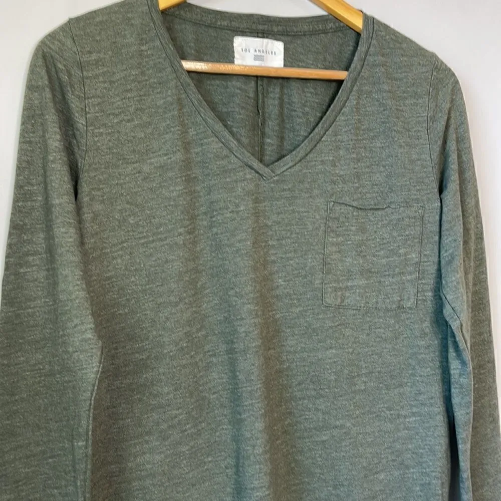Sol Angeles Green V-Neck Long Sleeve Shirt - Image 5