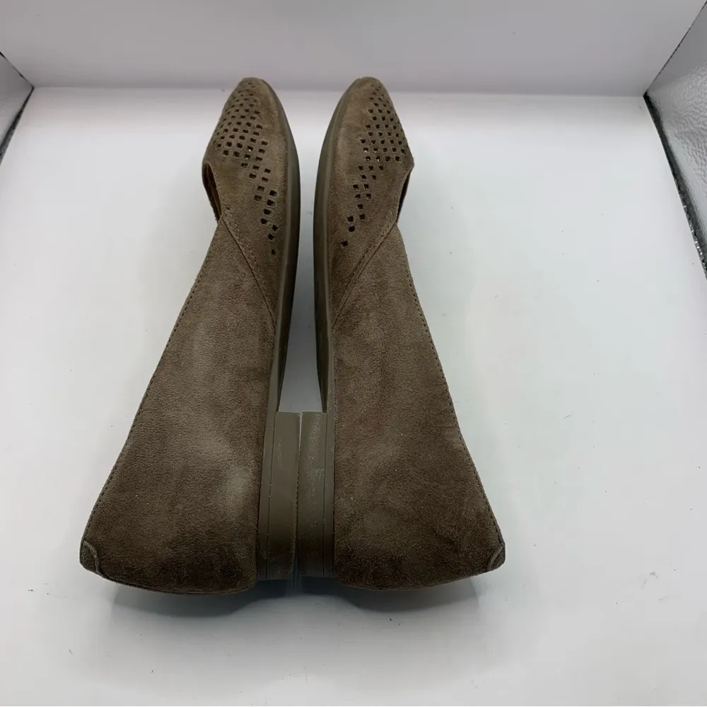 Vionic Posey Womens Sz 5 Shoes Taupe Suede Leather Laser Ballet Flats pointy toe - Image 5