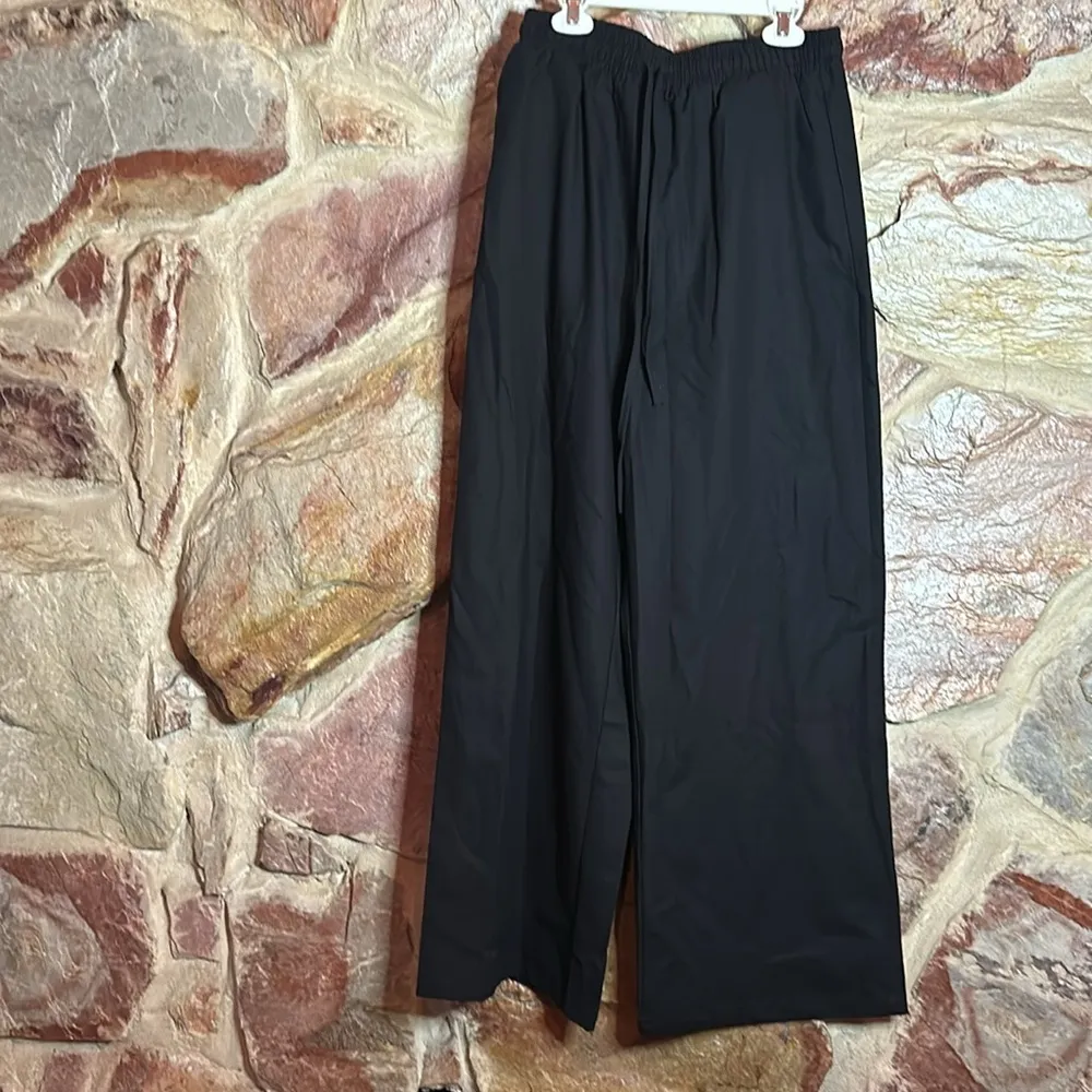 Commense Utility Linen Two Piece Wide Leg Pants Set size M black Size M - Image 3