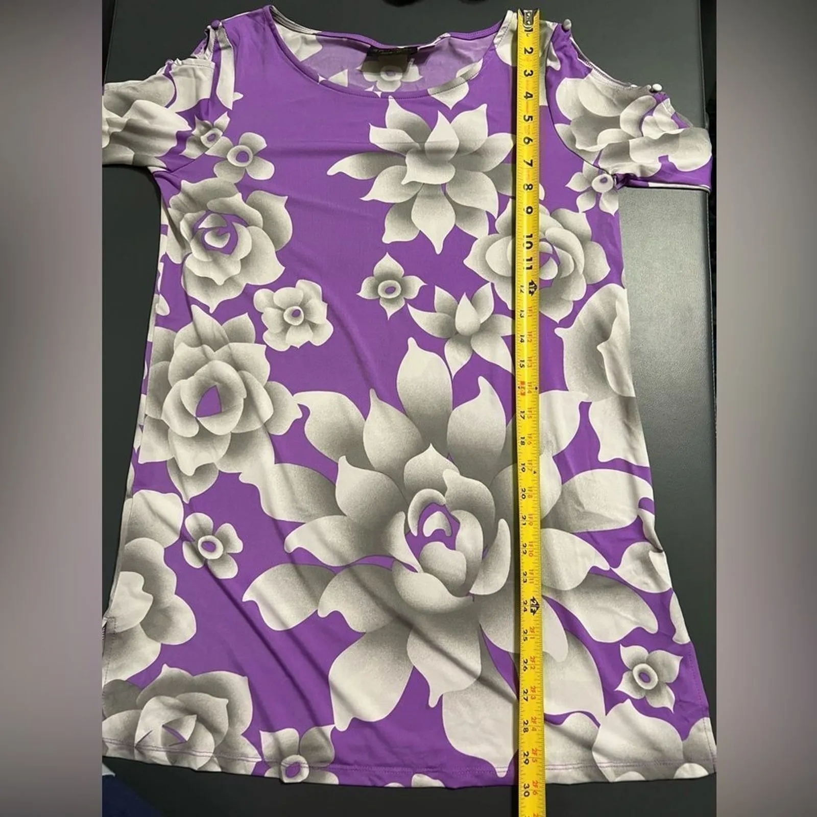 Bob Mackie Wearable Art Purple Gray Floral Tunic Sz XS - Image 8