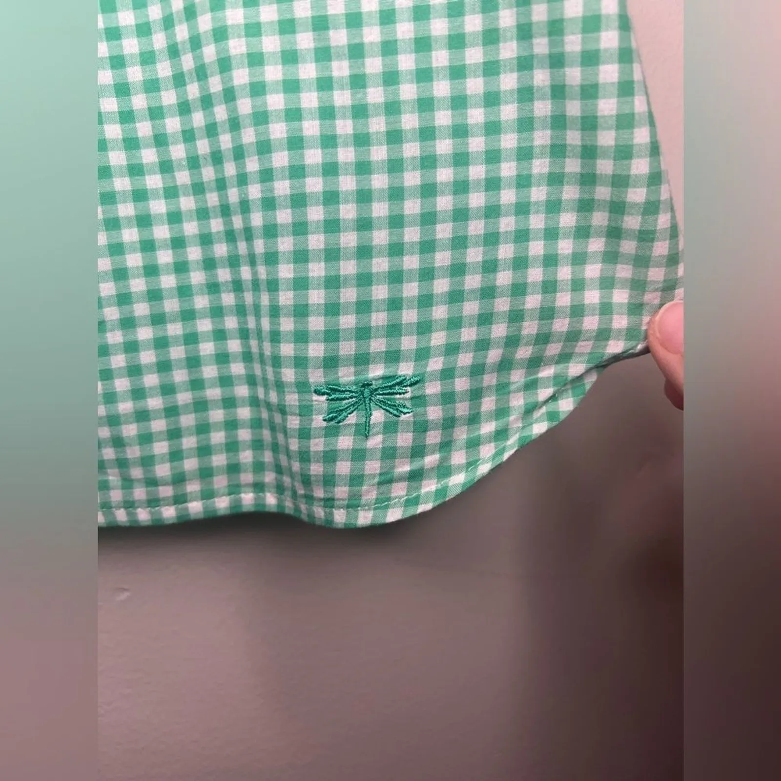 Talbots‎ Petites Women's Button-Up Shirt XL Petite Green Gingham 100% Cotton - Image 3