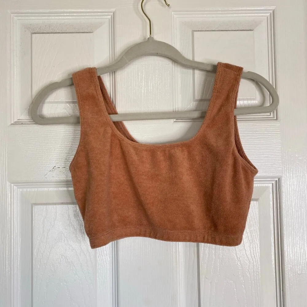 BARRY'S x Year of Ours Camel Terry Bralette Vacation Short Set Size Small Lounge Orange - Image 5