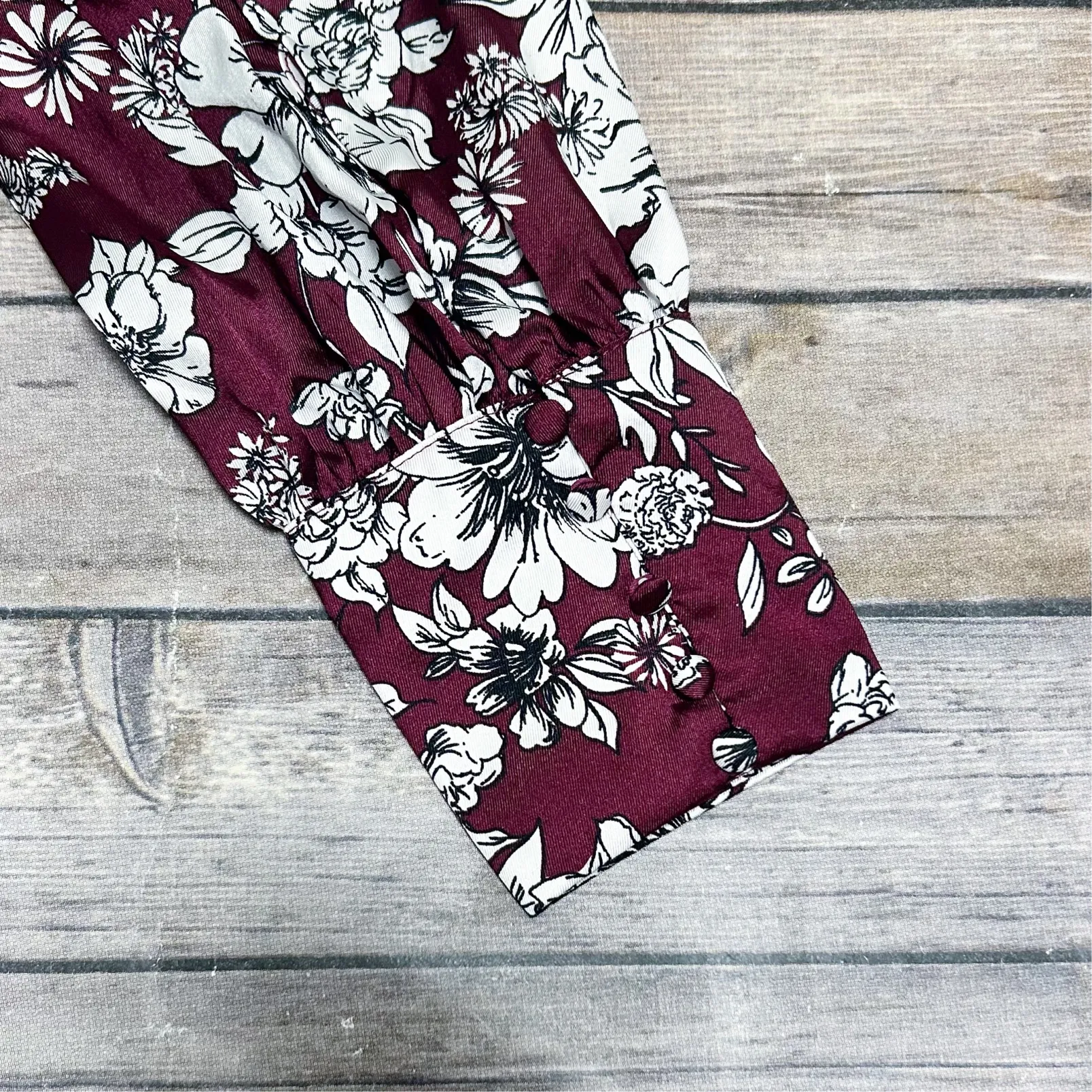 Bardot Jolie Floral V Neck Cuff Sleeve Sheer Lattice Ruffle Midi Dress Small 6 - Image 9