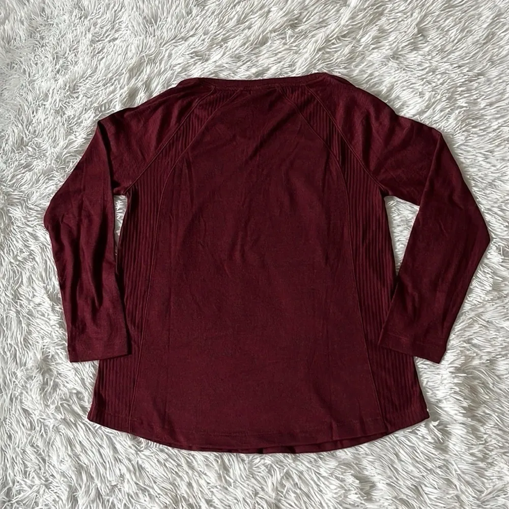 CHICO’S ZENERGY SOFT ESSENTIALS
RIBBED MIXED NECK TUNIC SPICED BORDEAUX sz. 8/10 - Image 11