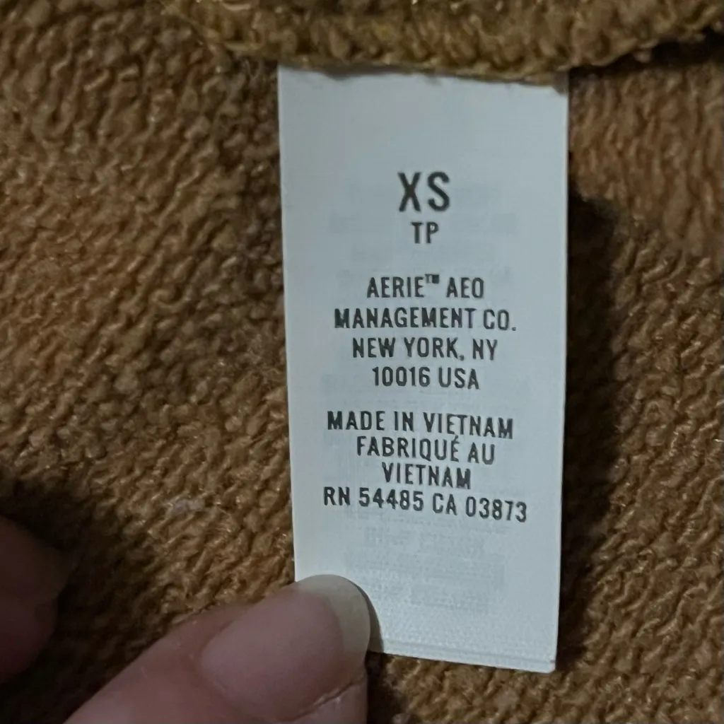 Aerie Tan-Brown Turtleneck French Terry Cloth Top, Size XS - Image 4