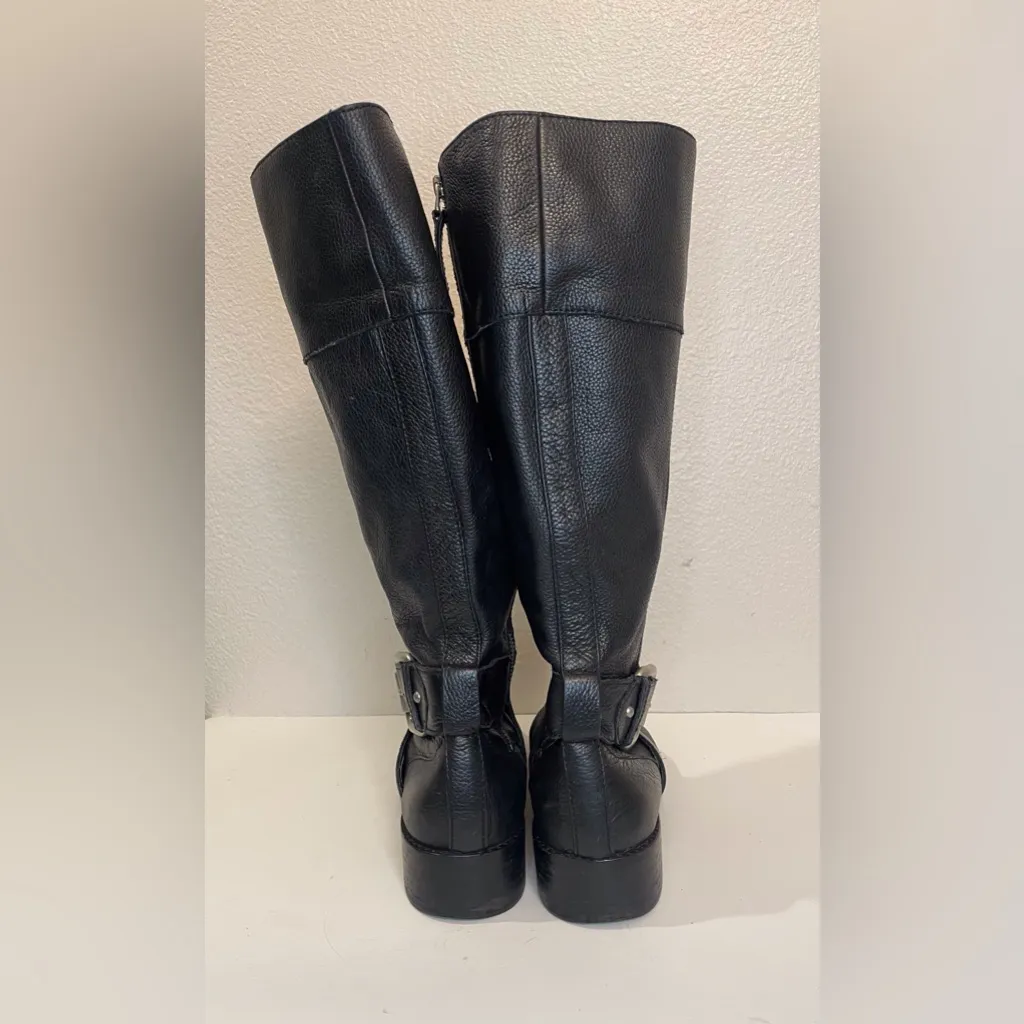 Fossil Women’s Black Leather Combat Tall Moto Boots Size 9 - Image 5