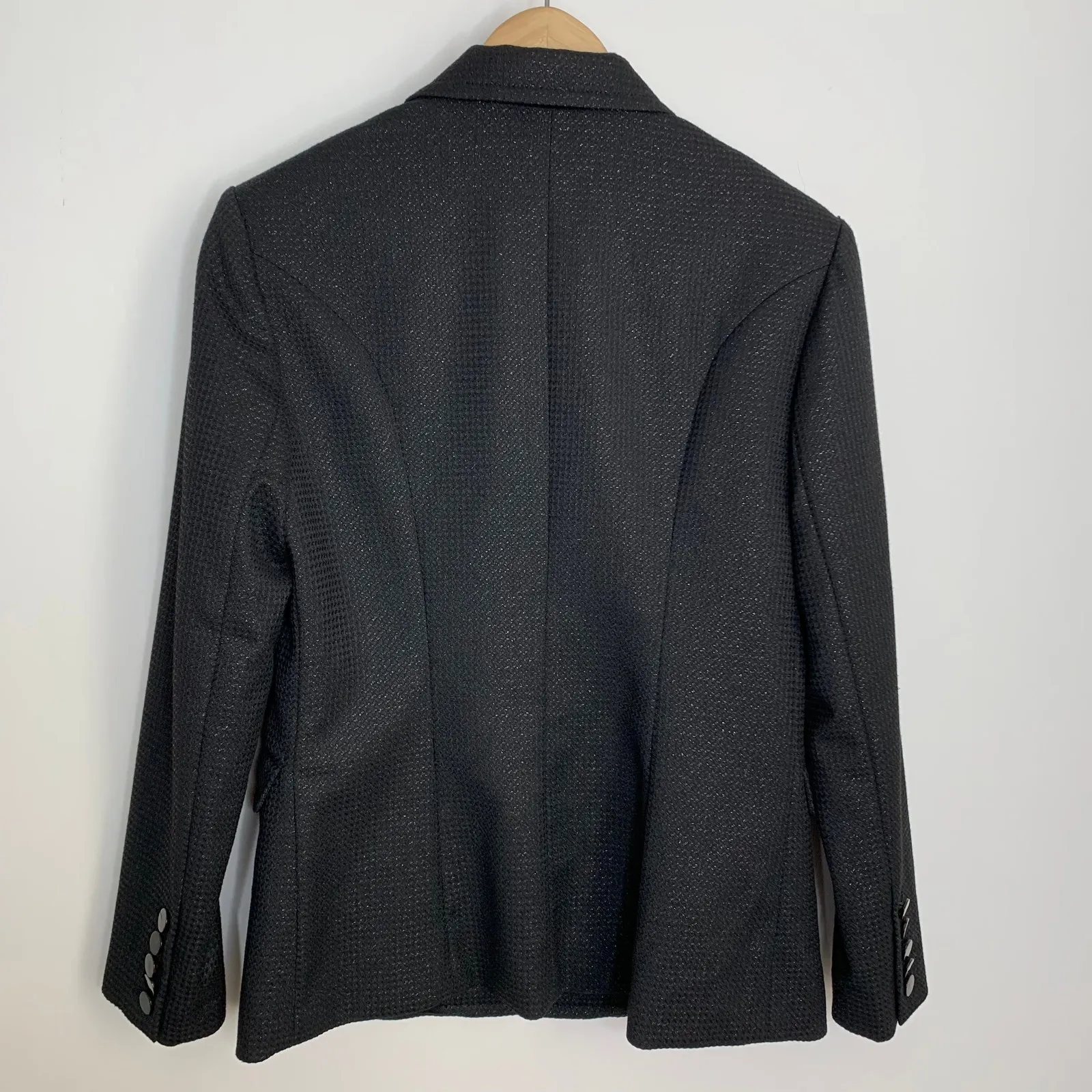 ATM Anthony Thomas Mejillo Black Metallic Sparkle Schoolboy Blazer Jacket Size 6 - Image 4