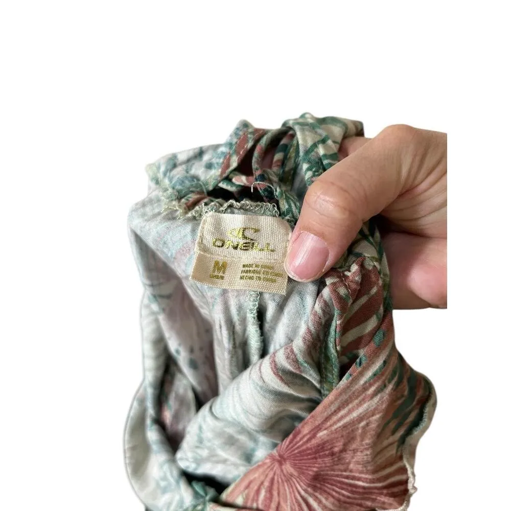 ONeill Tropical Print VNeck LaceUp Back Wide Leg Sleeveless Jumpsuit Medium - Image 7