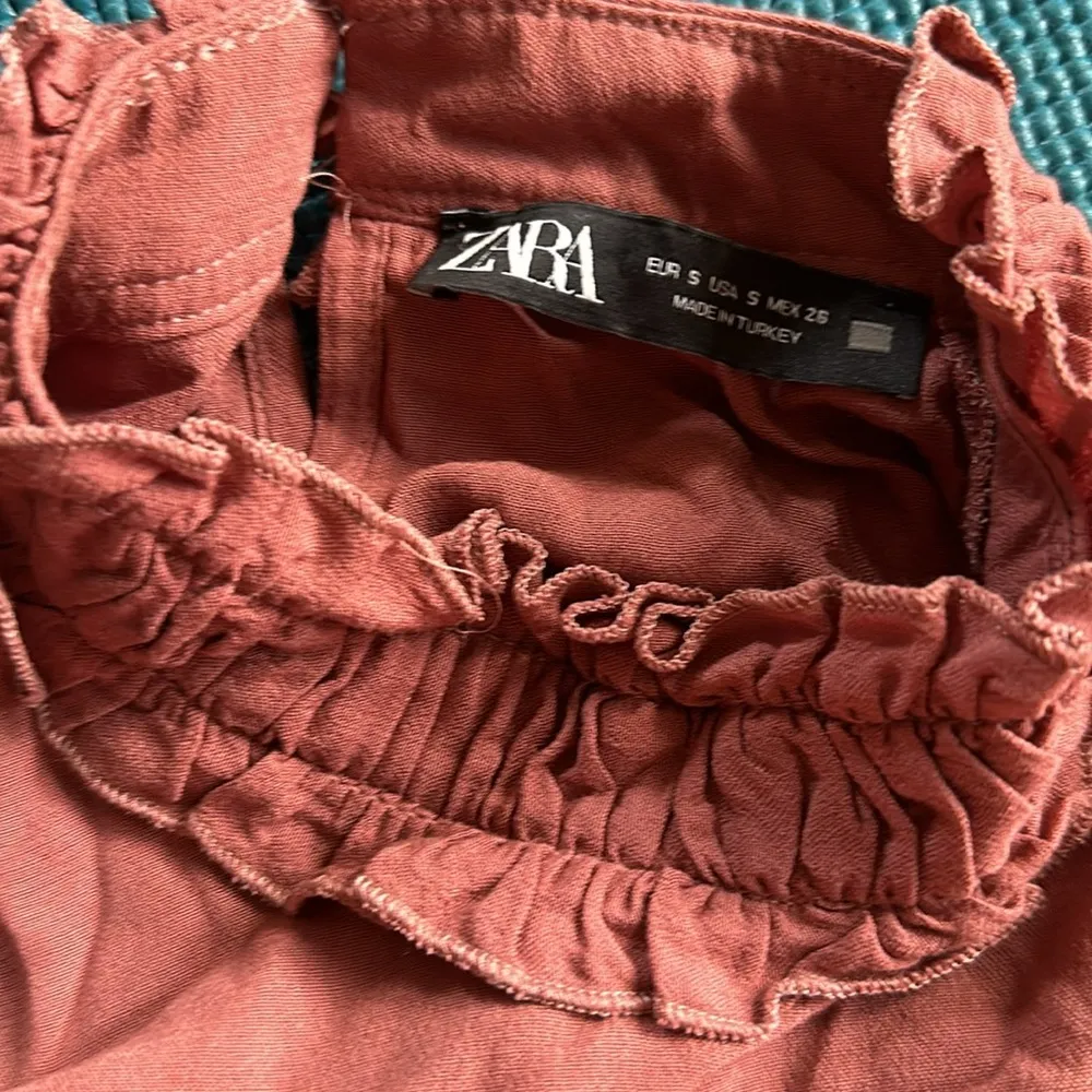 Zara Rose Pink Smocked High Neck Tiered Bell Sleeve Top Blouse Small - Image 8