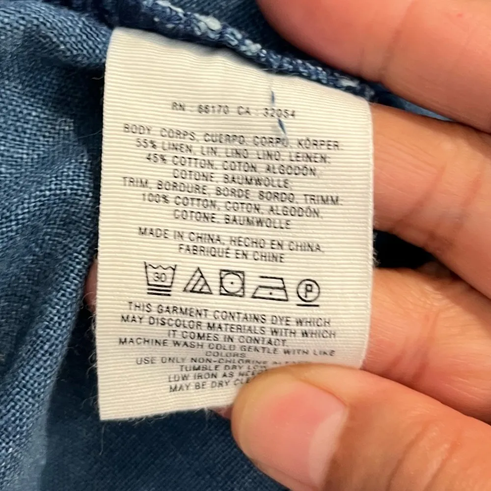 Anthropologie Hei Hei Blue Linen/Cotton Blend High Plains Open Front Jacket Sz.L - Image 4