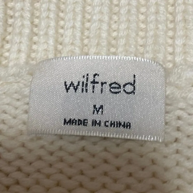 Aritzia Wilfred Cream Wool Knit Short Drop Sleeve Crew Neck Sweater Top Size M - Image 3