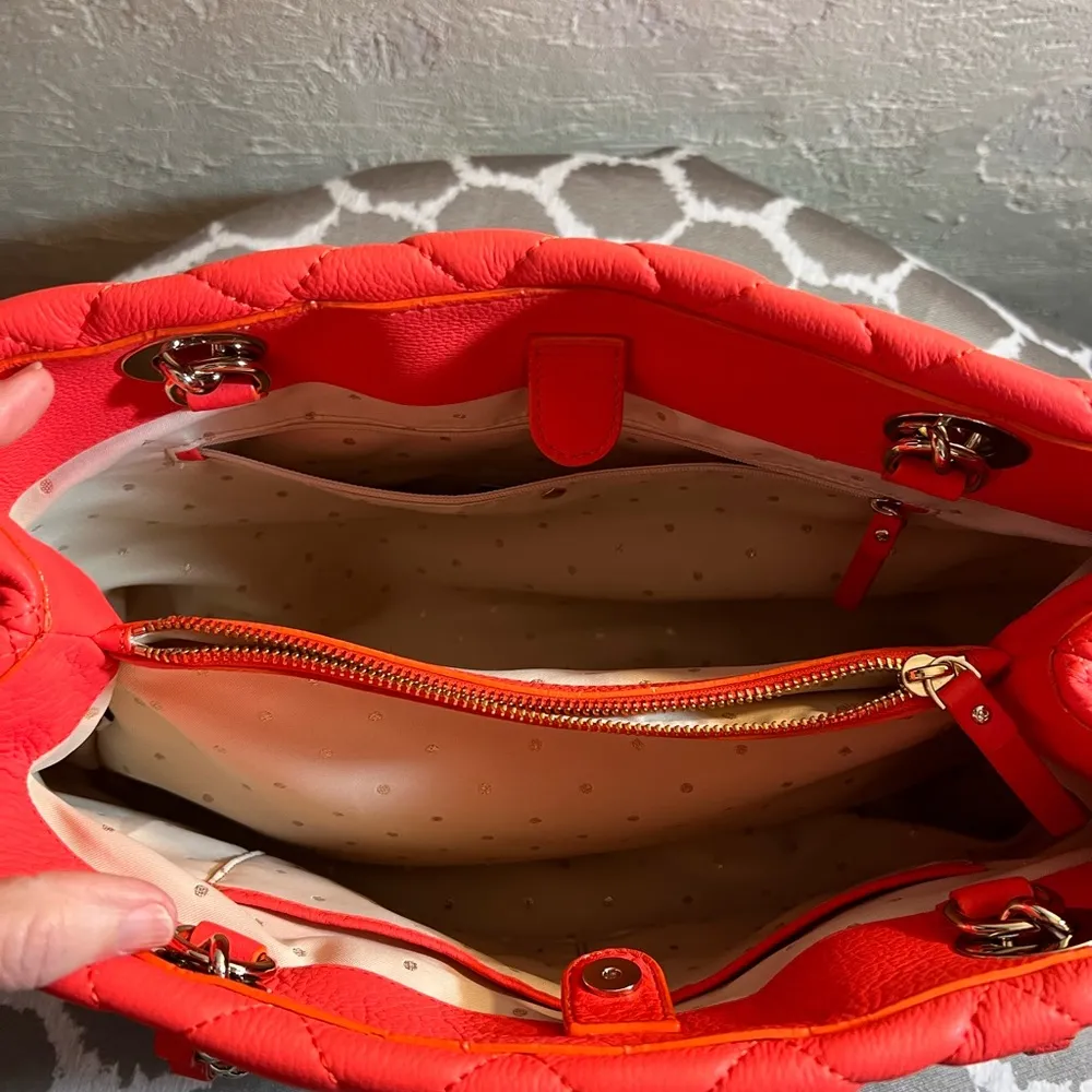 Kate Spade Coral  Quilted Shoulder Bag with Chain Straps Maryanne Flo Gold Coast - Image 16