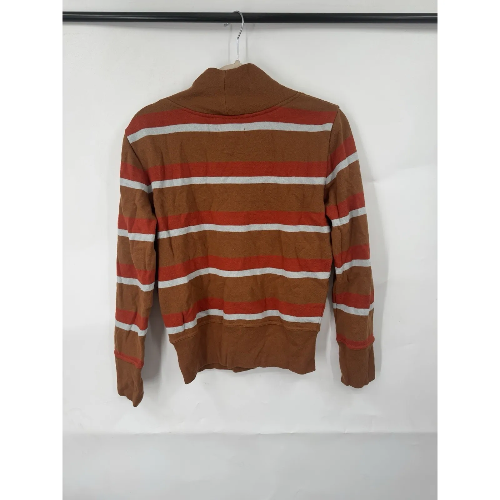 Madewell Miles Striped Turtleneck Sweatshirt Women Small Brown Granolagirl Indie - Image 3