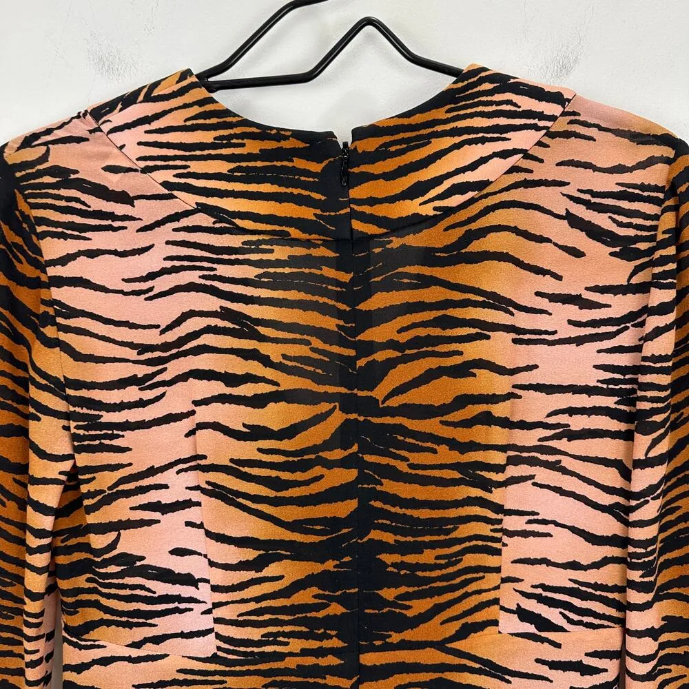A.L.C. Brinkley Silk Mini Dress Animal Print V Neck A Line Long Sleeve Boho US 0 - Image 9