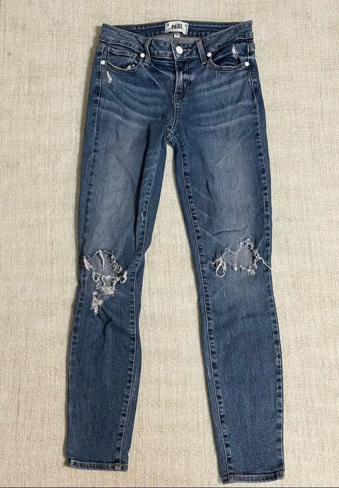 Paige Distressed/Shredded Verdugo Ankle Jeans - Image 3